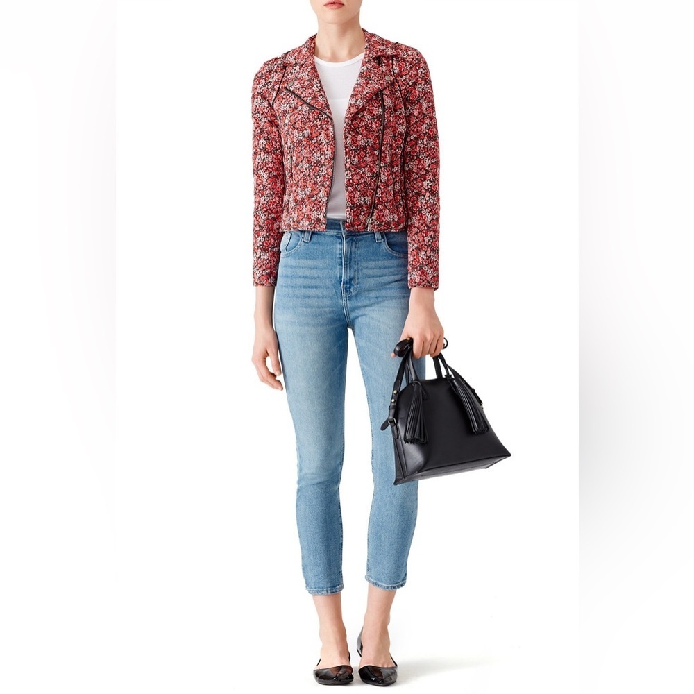 Joie Frona Silk Floral Moto Jacket Size Small
